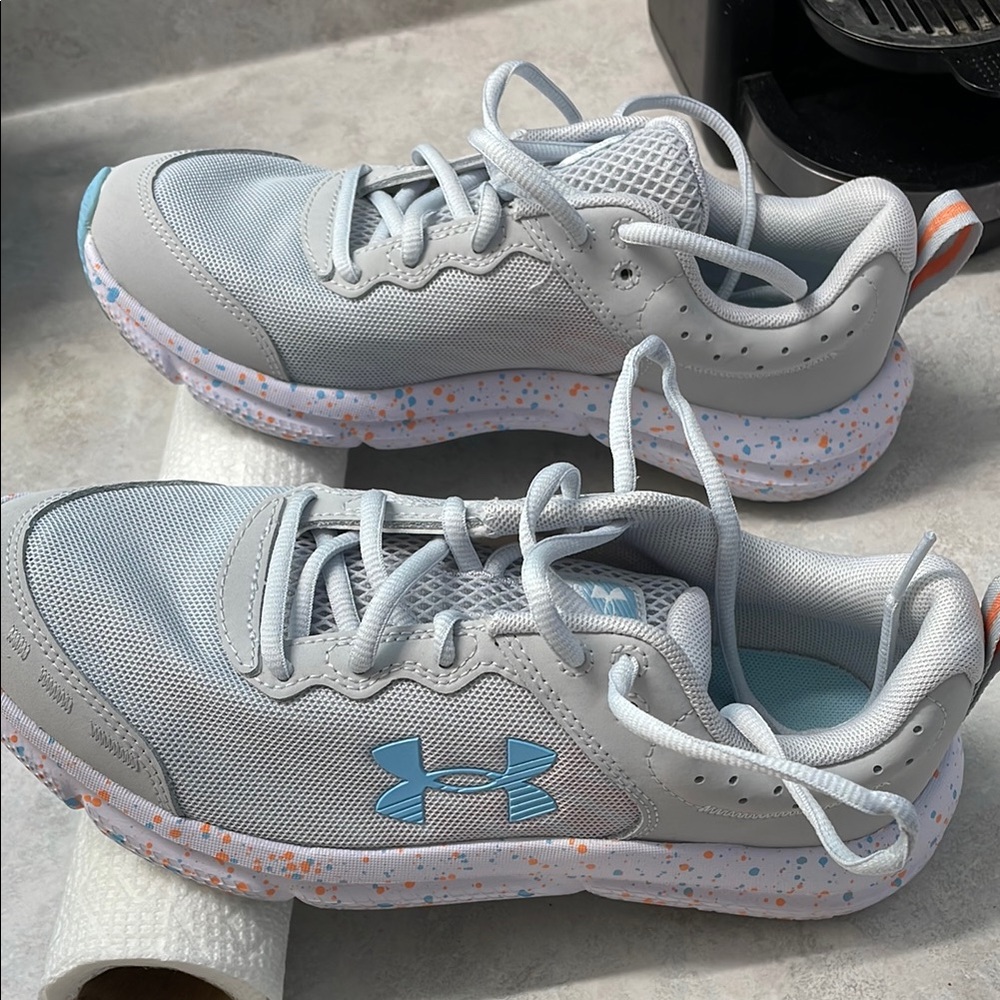 Under Armour Gray and Blue Sneakers with Mesh Upper